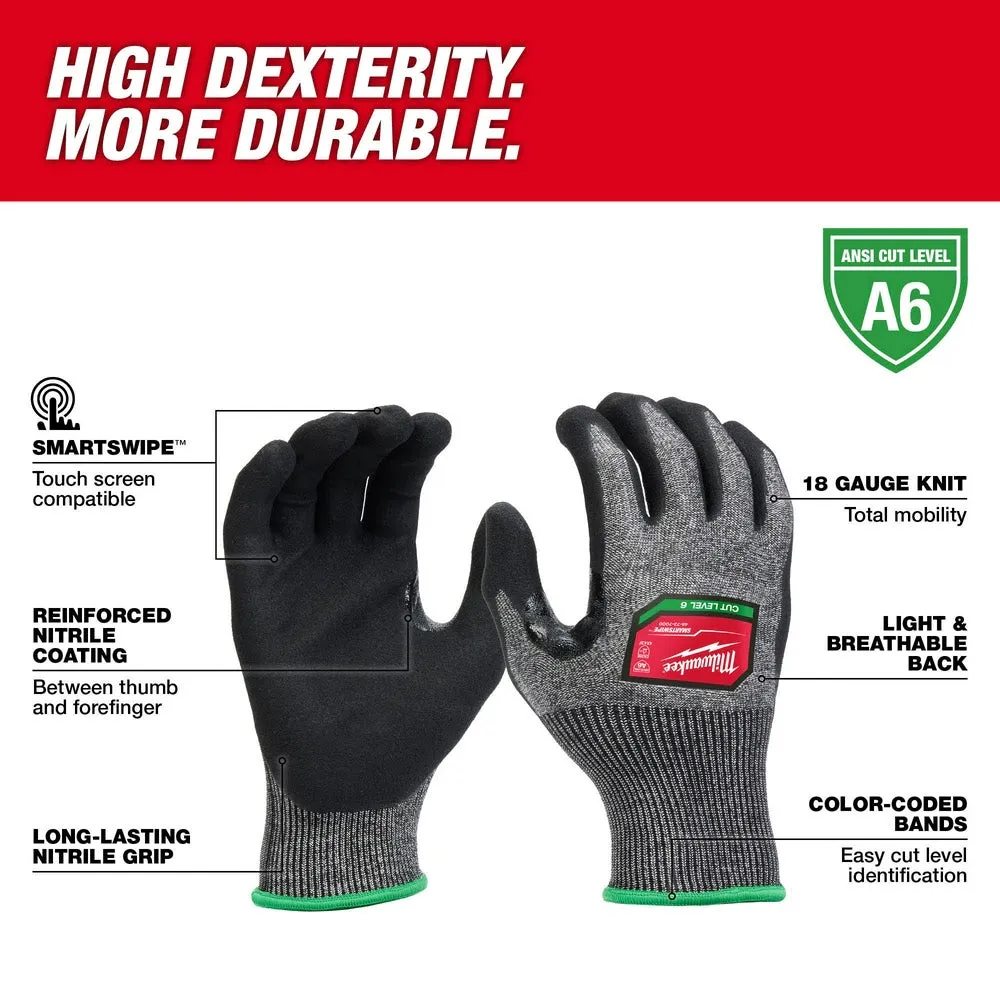 Milwaukee 48-73-7000B 12 Pair Cut Level 6 High-Dexterity Nitrile Dipped Gloves - S