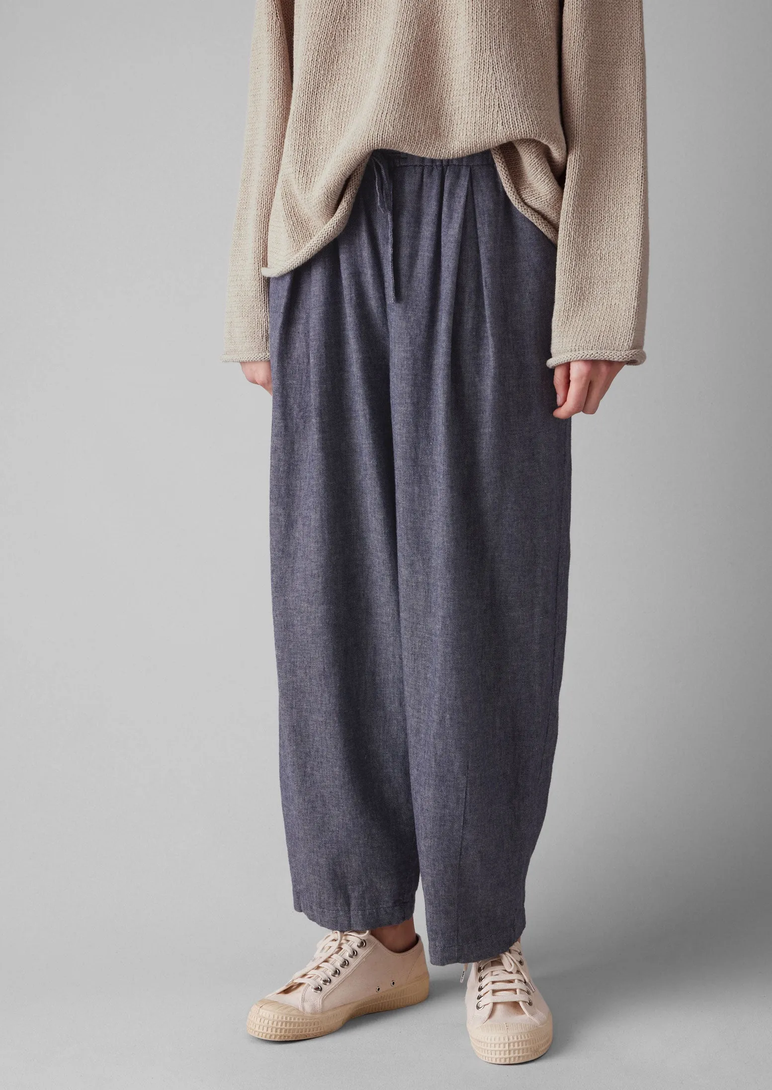 Minako Cotton Linen Twill Pants | Indigo Blue