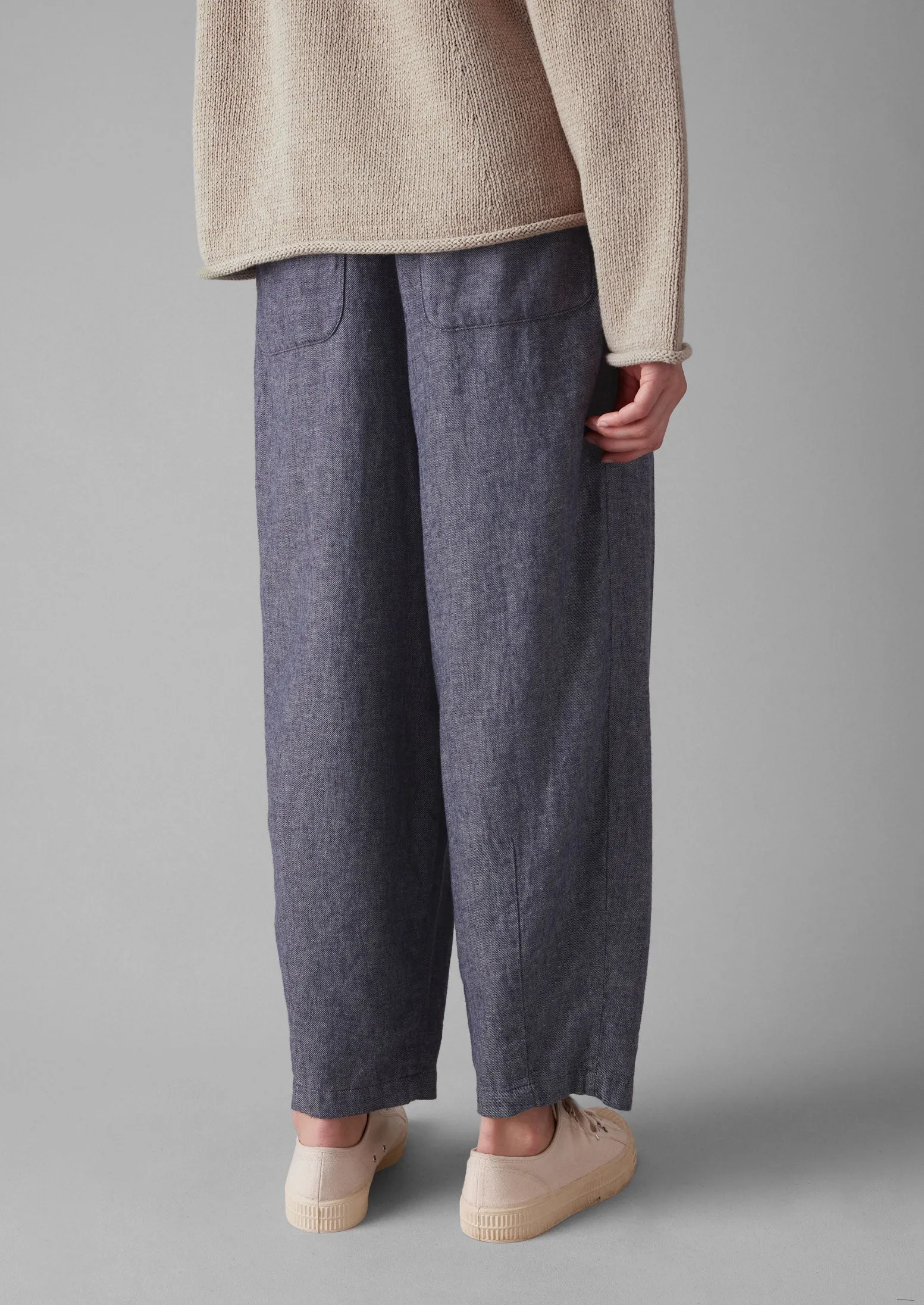 Minako Cotton Linen Twill Pants | Indigo Blue