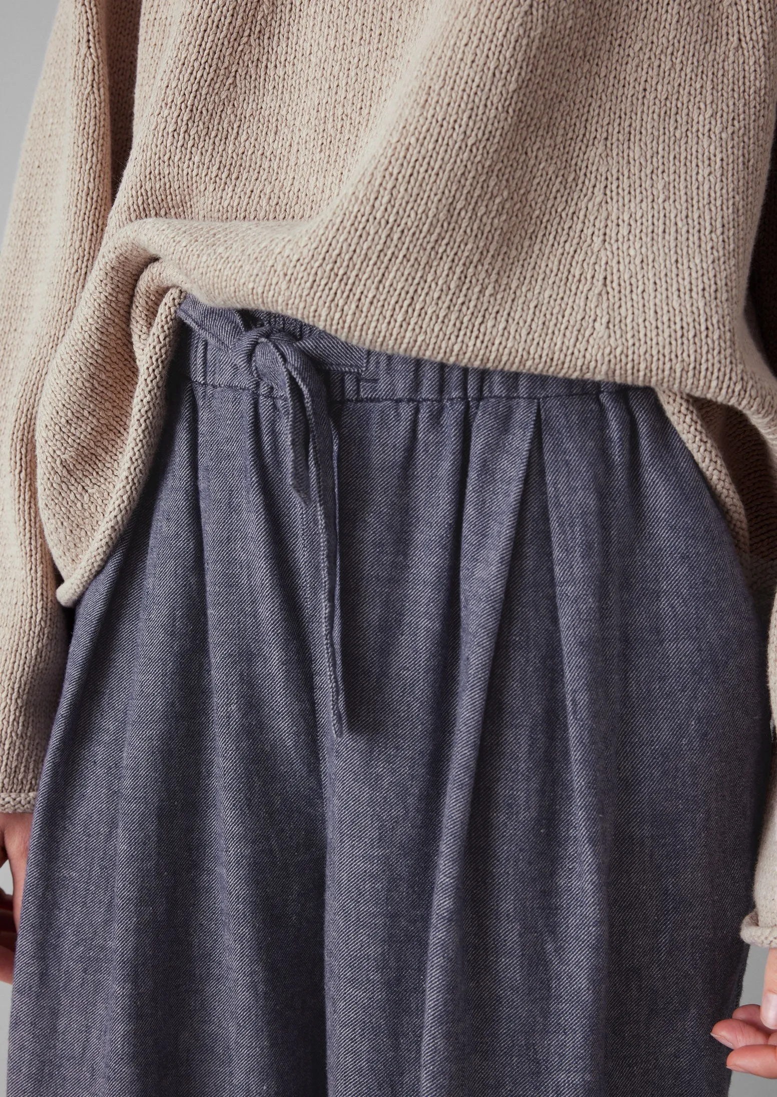 Minako Cotton Linen Twill Pants | Indigo Blue