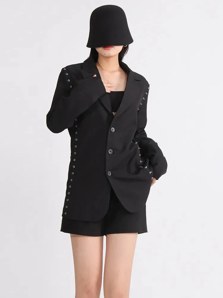 Minimalist Irregular Blazers For Women Notched Collar Long Sleeve Slim Autumn Blazer Female Fashion Clothing