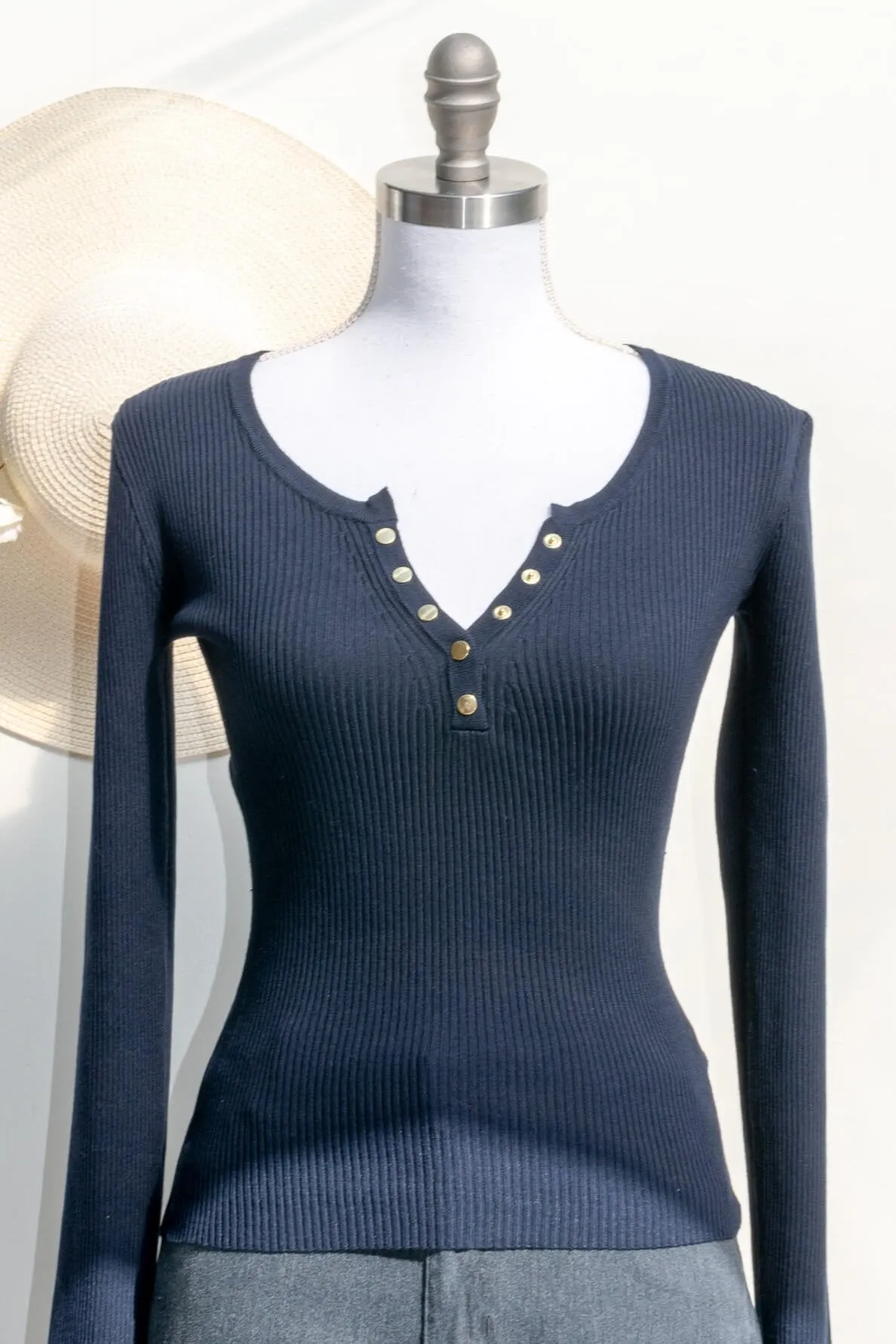 Morgan Knit Henley Top