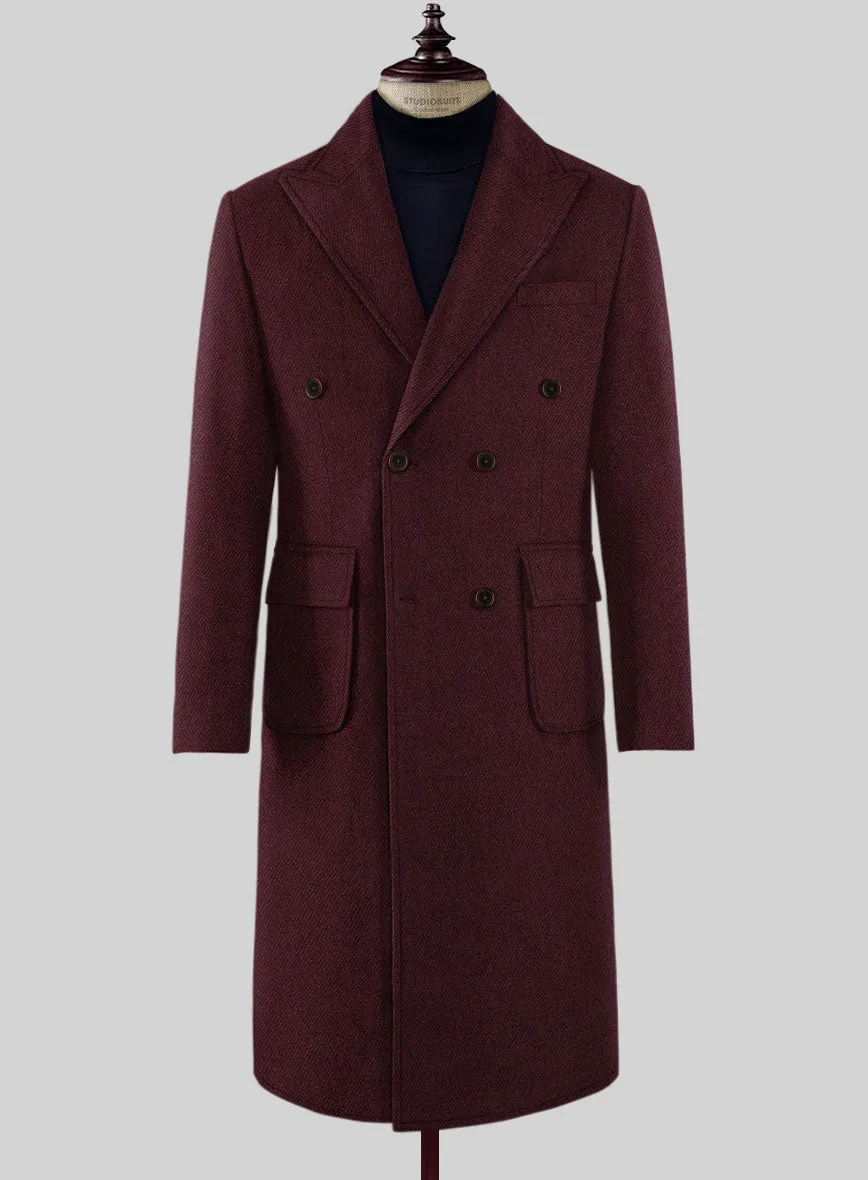 Musto Dark Wine Heavy Tweed Overcoat