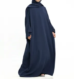 Navy Instant Hijab Girls Abaya