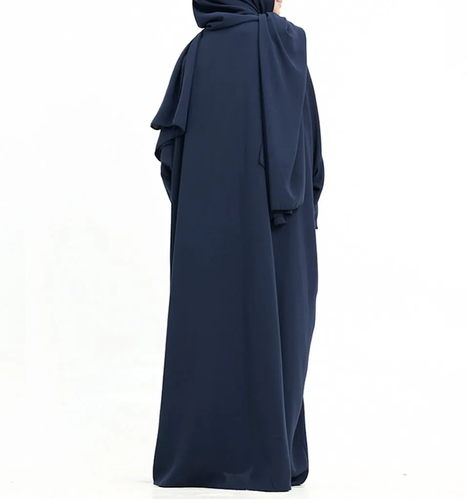 Navy Instant Hijab Girls Abaya