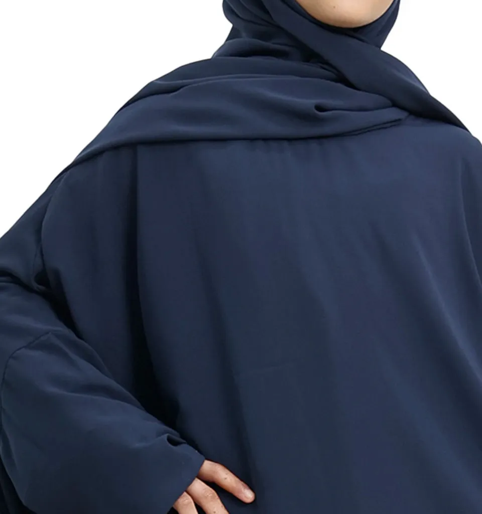 Navy Instant Hijab Girls Abaya