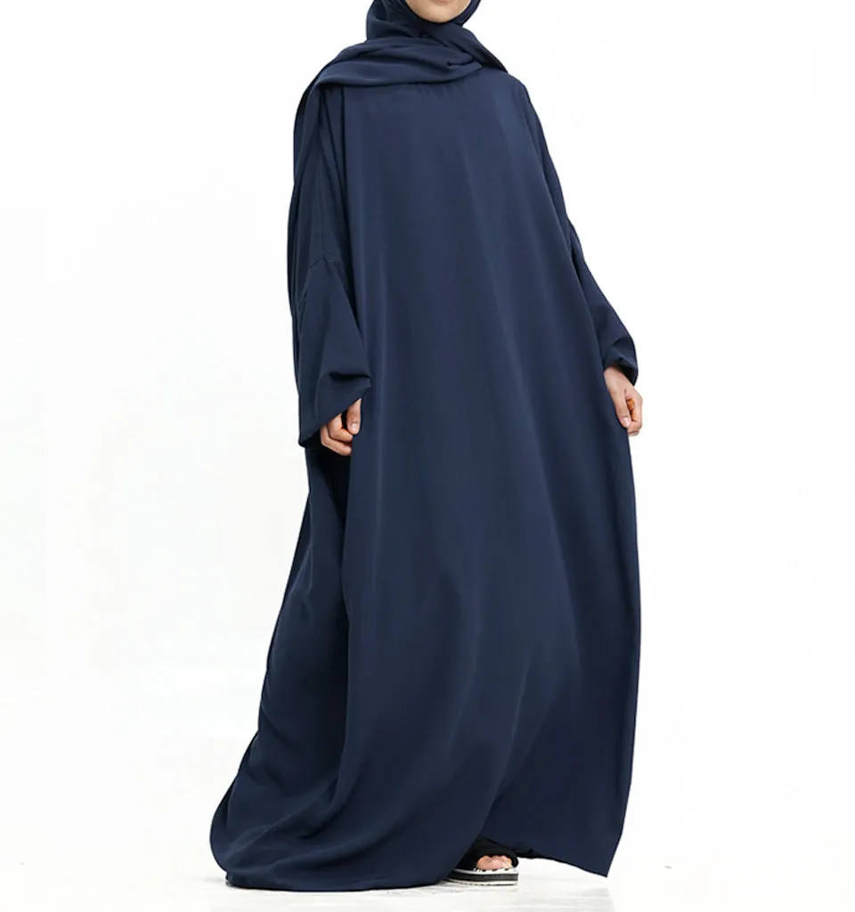 Navy Instant Hijab Girls Abaya