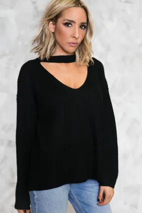 No Return Cutout Sweater - Black