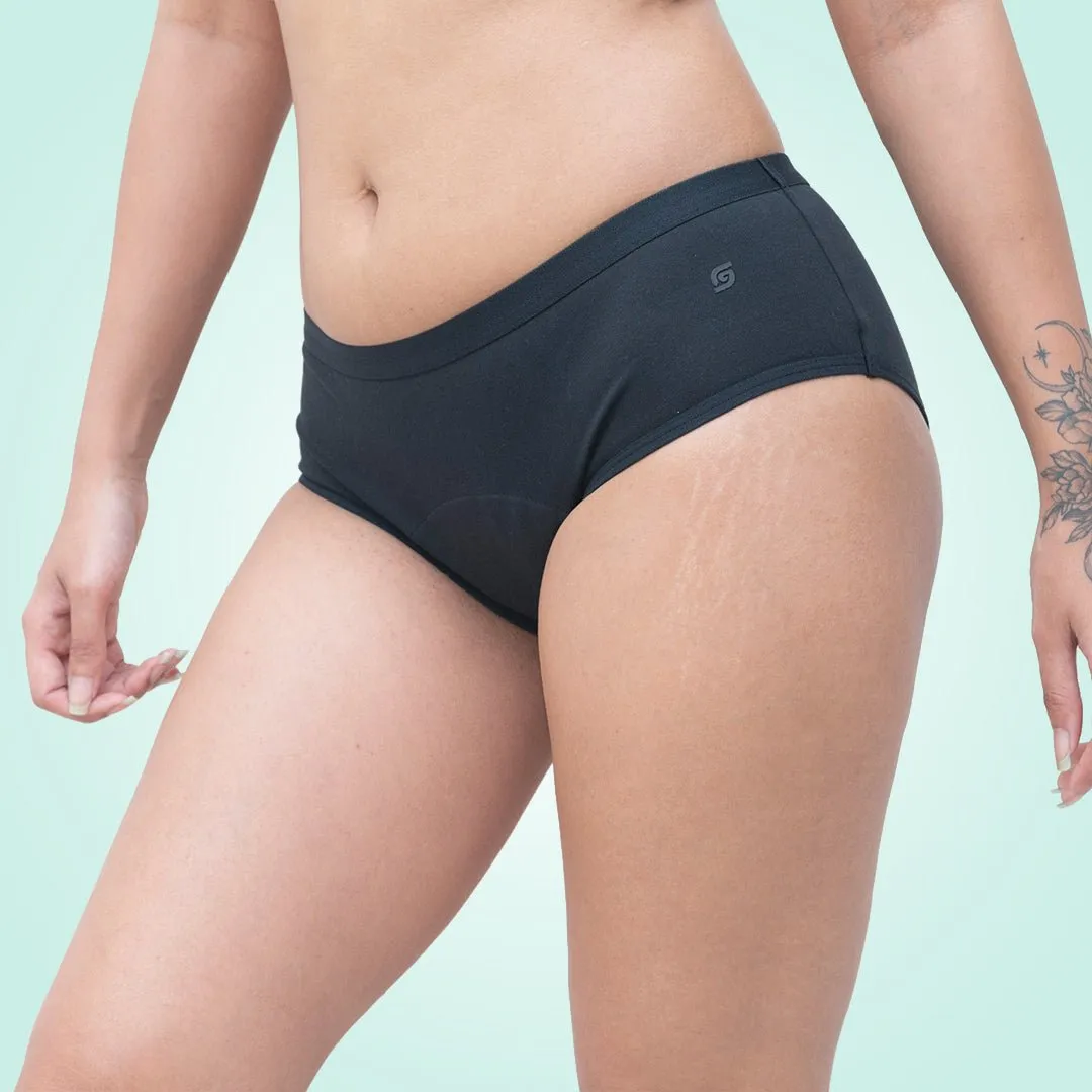 Organic Reusable Incontinence Underwear For Women- Black