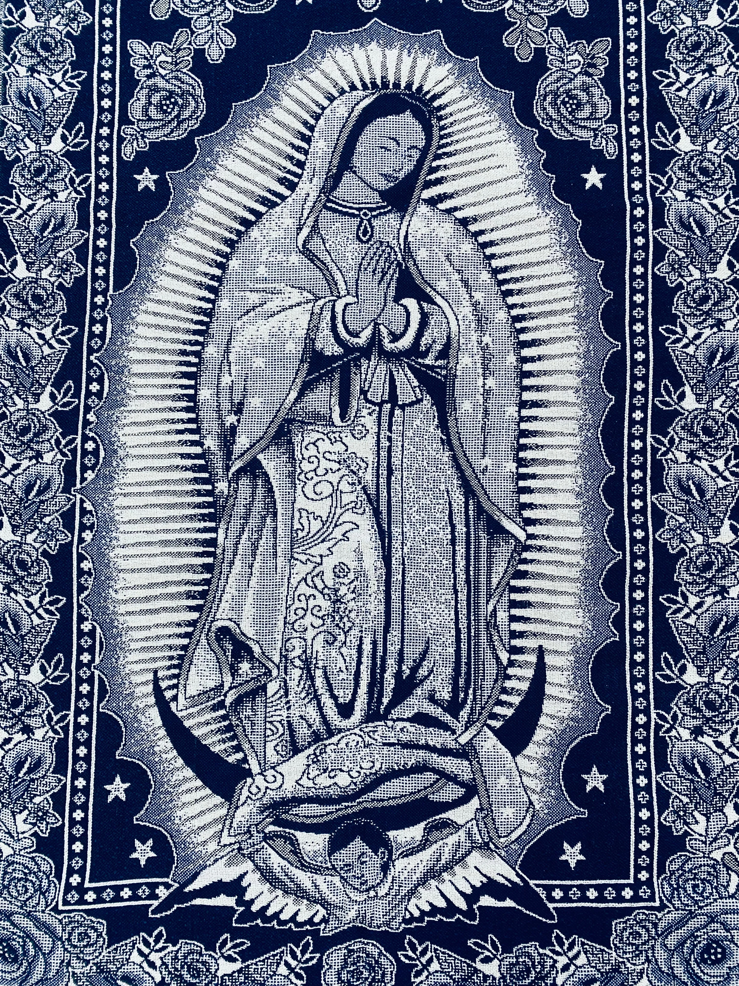 Our Lady of Guadalupe Baroque Shawl Navy/Mint