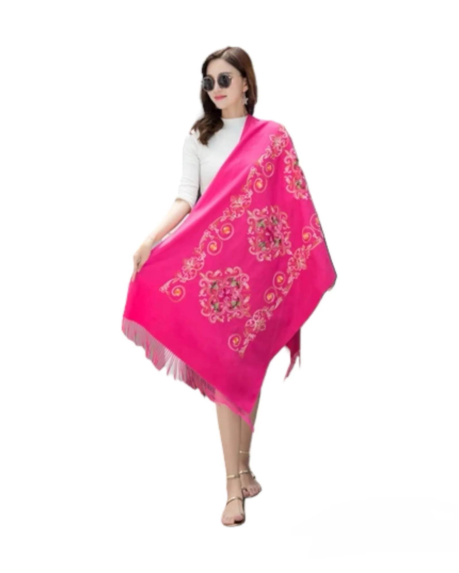 Pashmina Silk Shawl with Sequin Embroidery