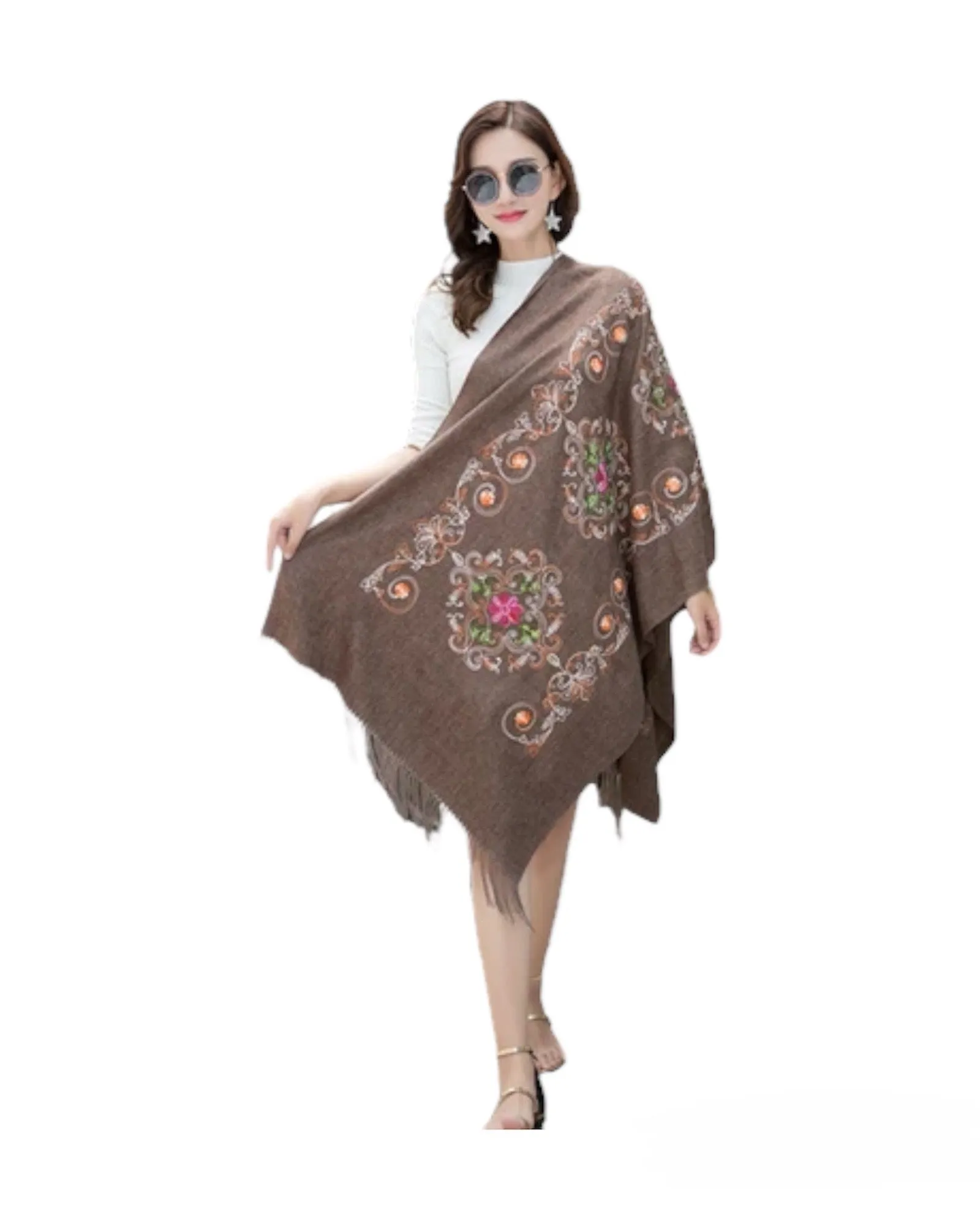 Pashmina Silk Shawl with Sequin Embroidery