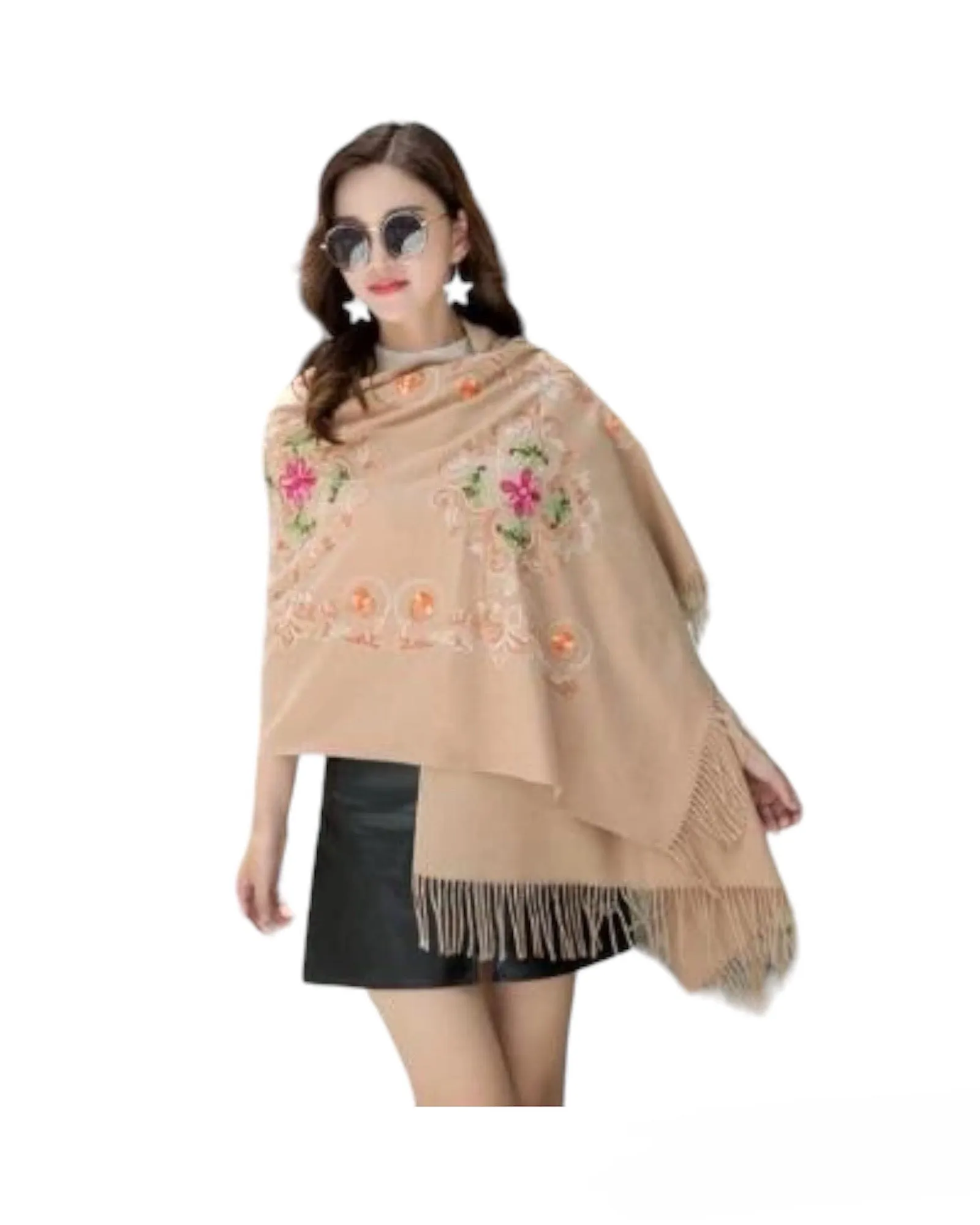 Pashmina Silk Shawl with Sequin Embroidery