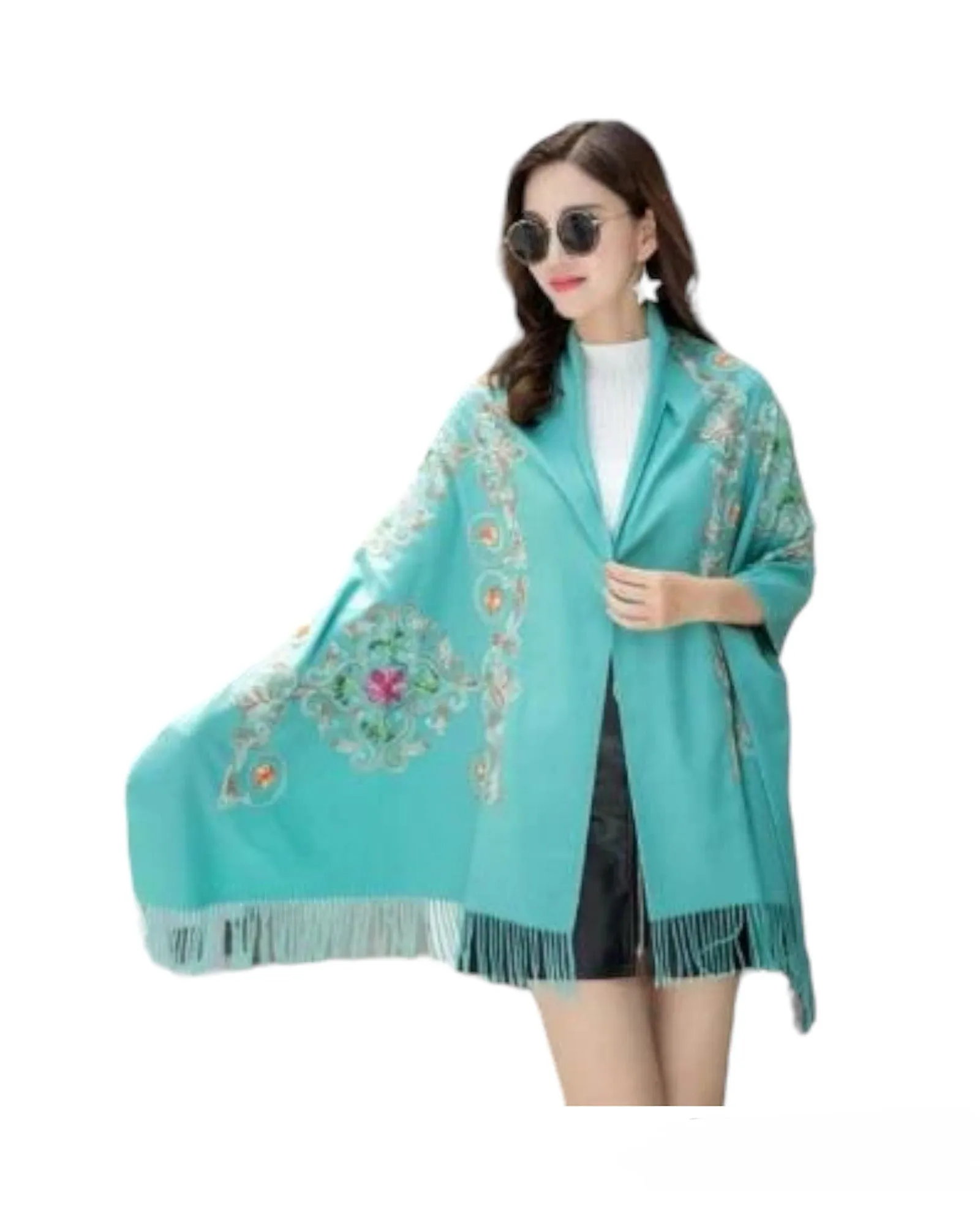 Pashmina Silk Shawl with Sequin Embroidery