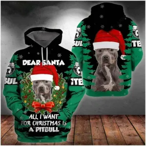 Pitbull Terrier Christmas All Over Print 3D Hoodie For Men And Women, Best Gift For Dog lovers, Best Outfit Christmas