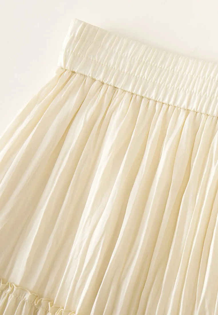 Pleated Panelled Maxi-length Skirt