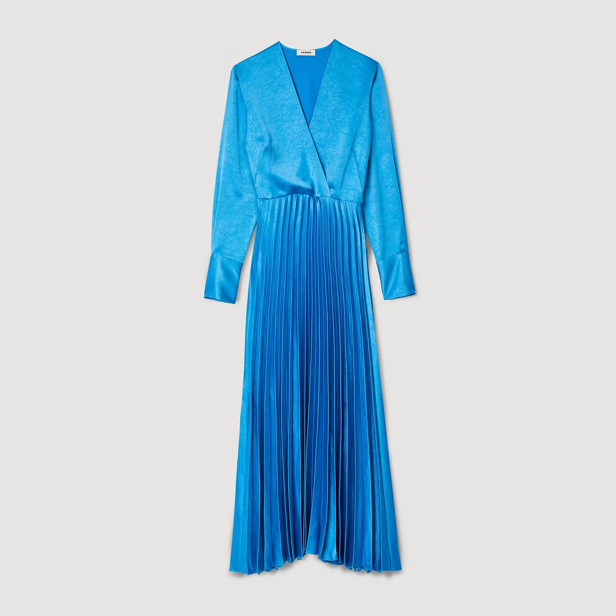 Pleated Satin-Effect Maxi Dress