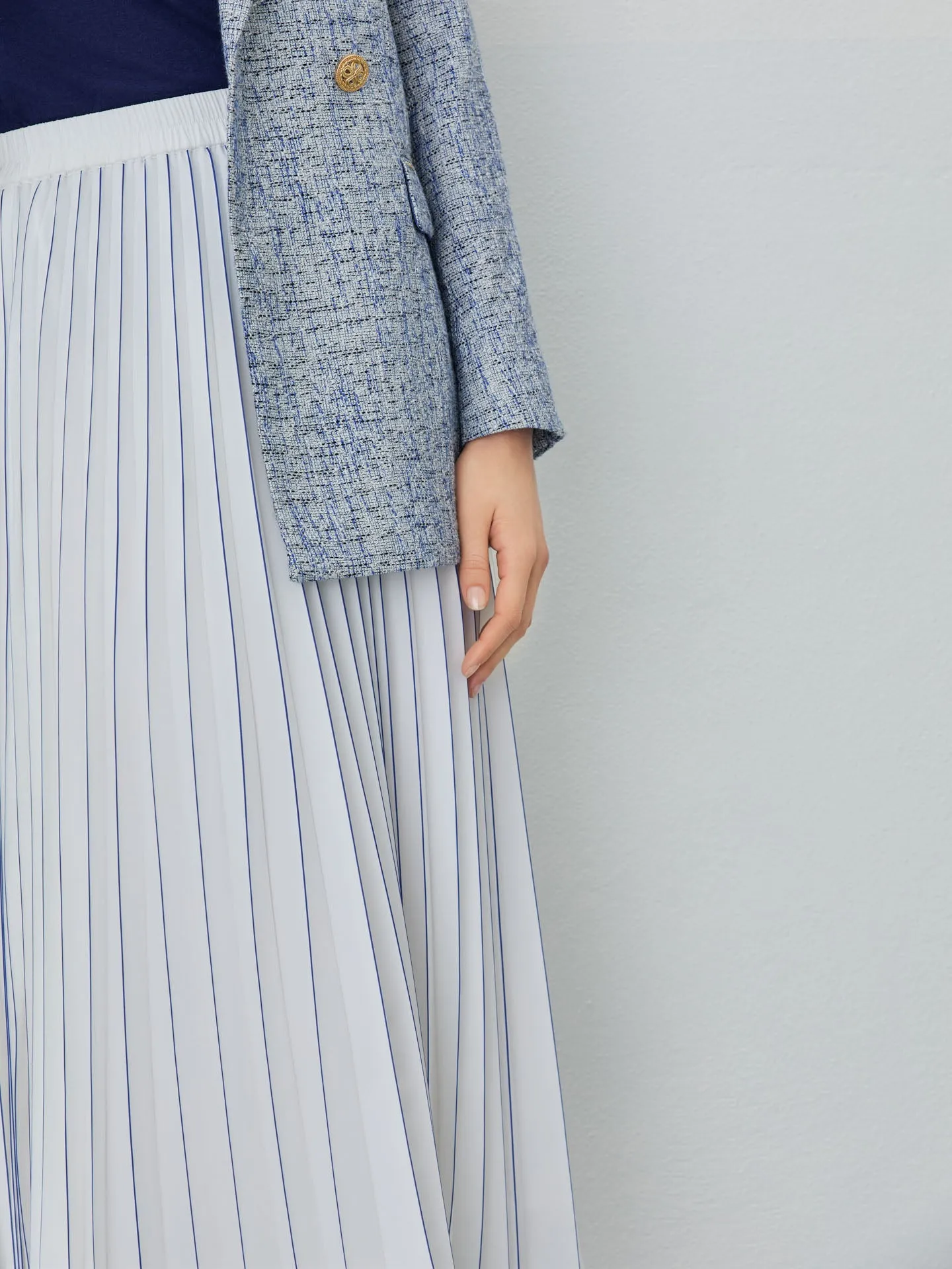 Pleated Skirt With Stripes