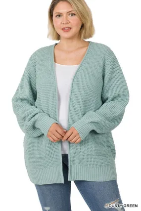 Plus Size Waffle Cardigan