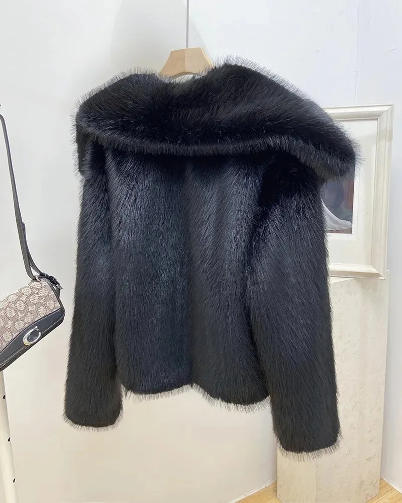 Pre Order:  Fluffy Faux Fox Short Overcoat