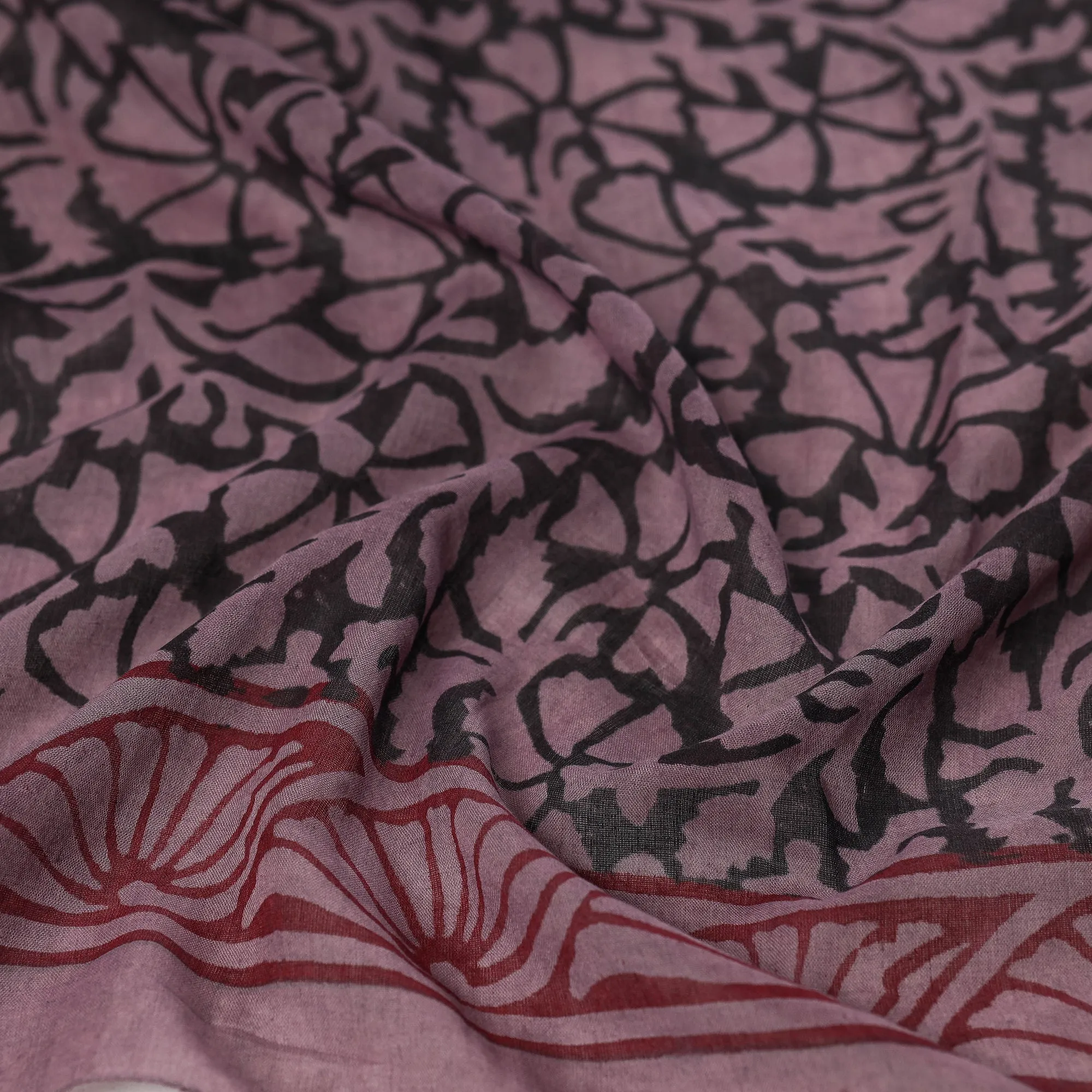 Purple - Bagru Block Printed Mul Cotton Scarf