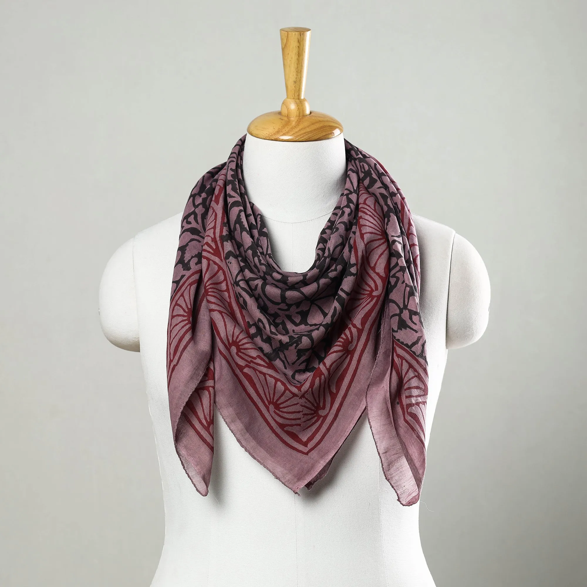 Purple - Bagru Block Printed Mul Cotton Scarf