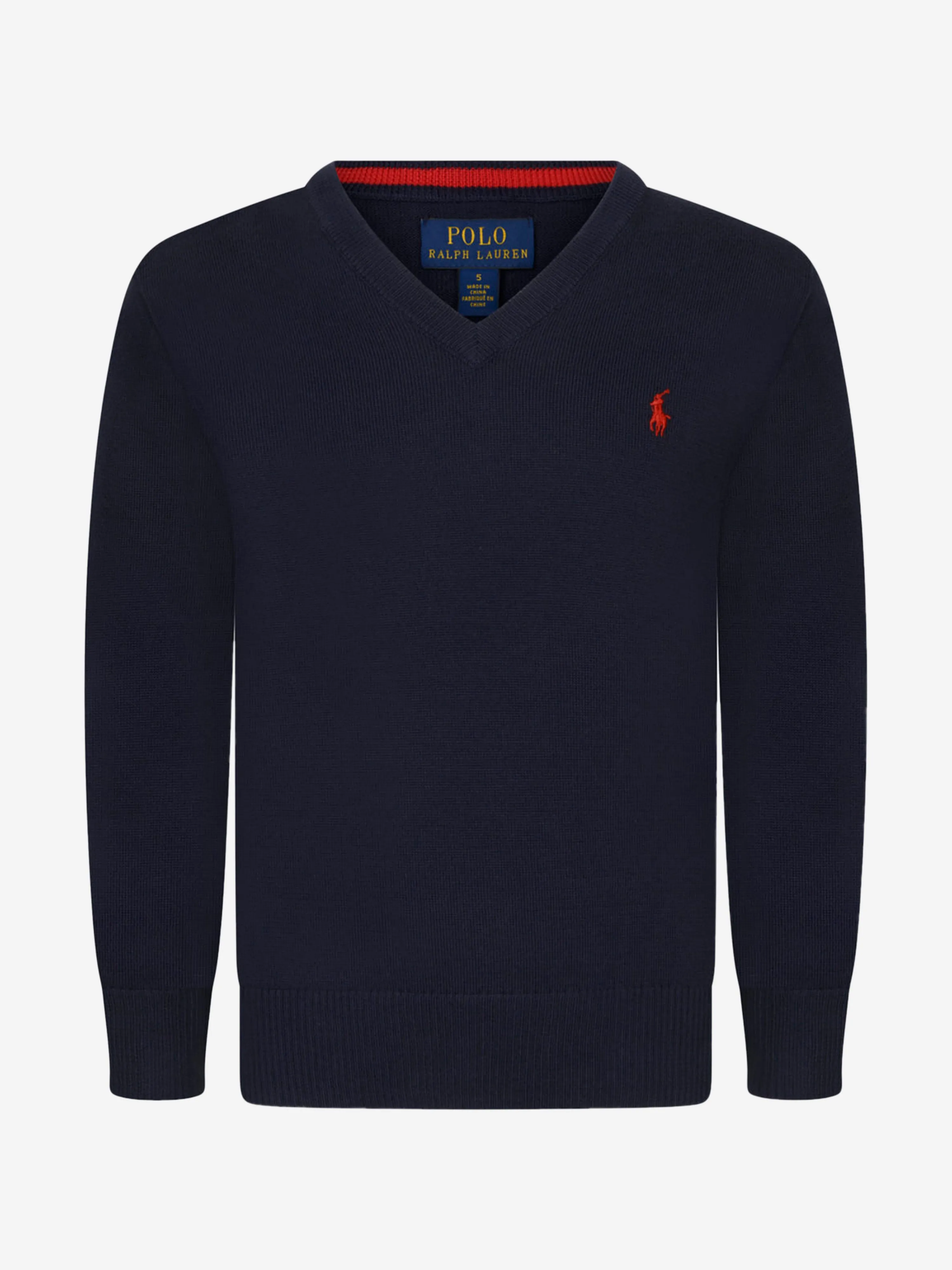 Ralph Lauren Boys Navy Fine Cotton V Neck Sweater