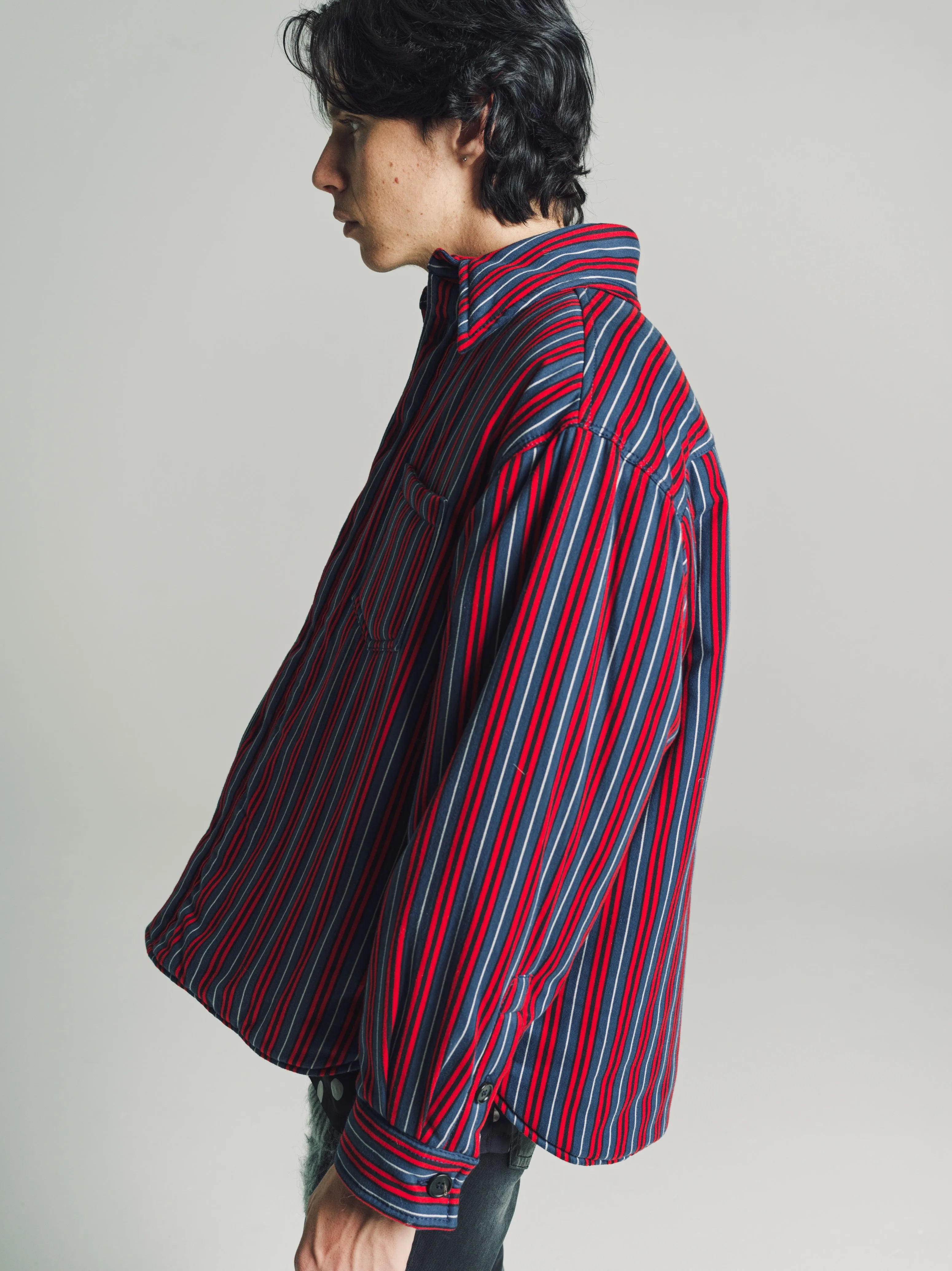 Red & Navy Stripe Puffer Jacket