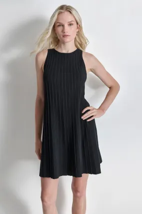 RIBBED KNIT DRESS WITH PLEATING