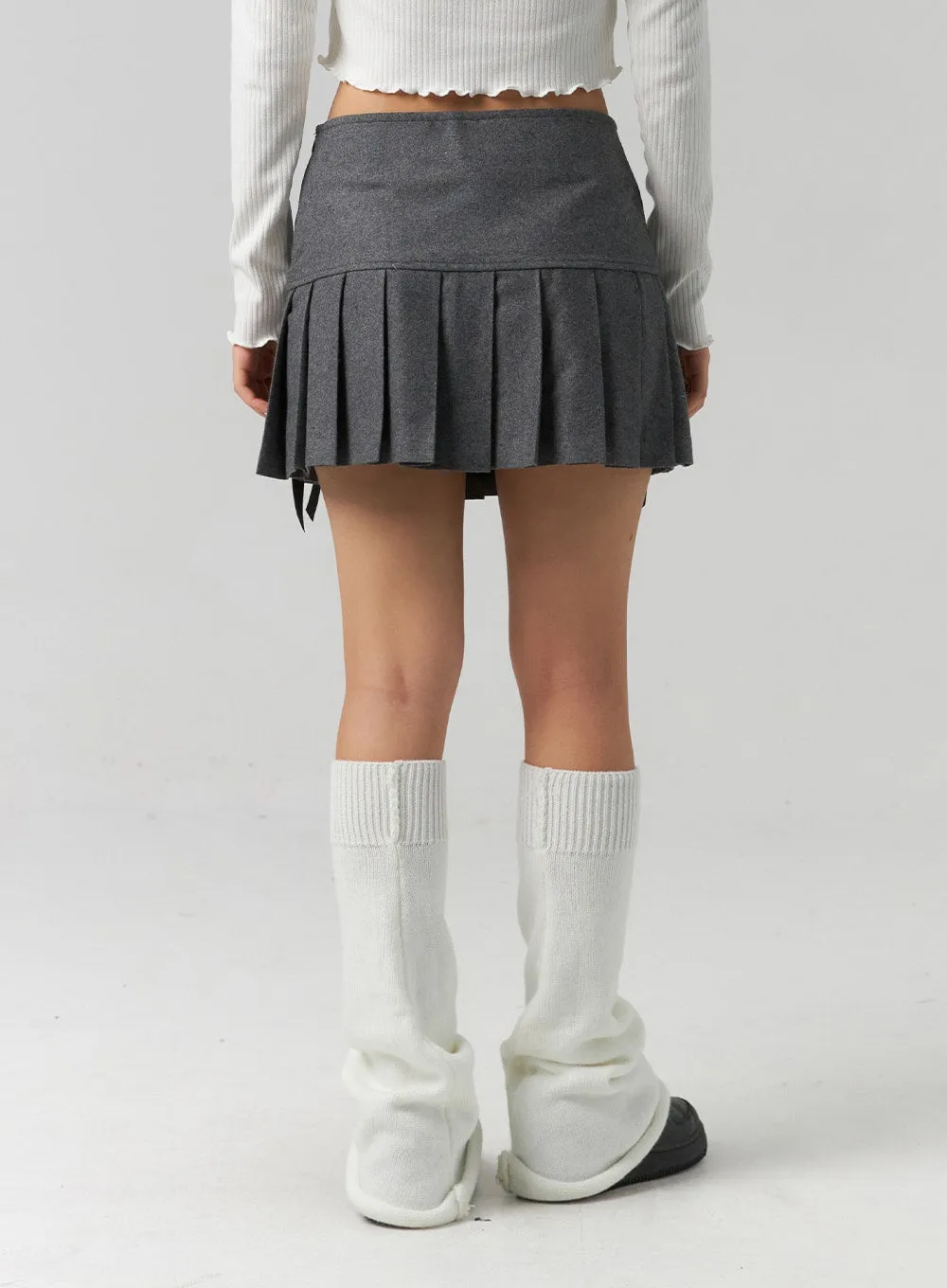 Ribbon Pleated Mini Skirt CS320