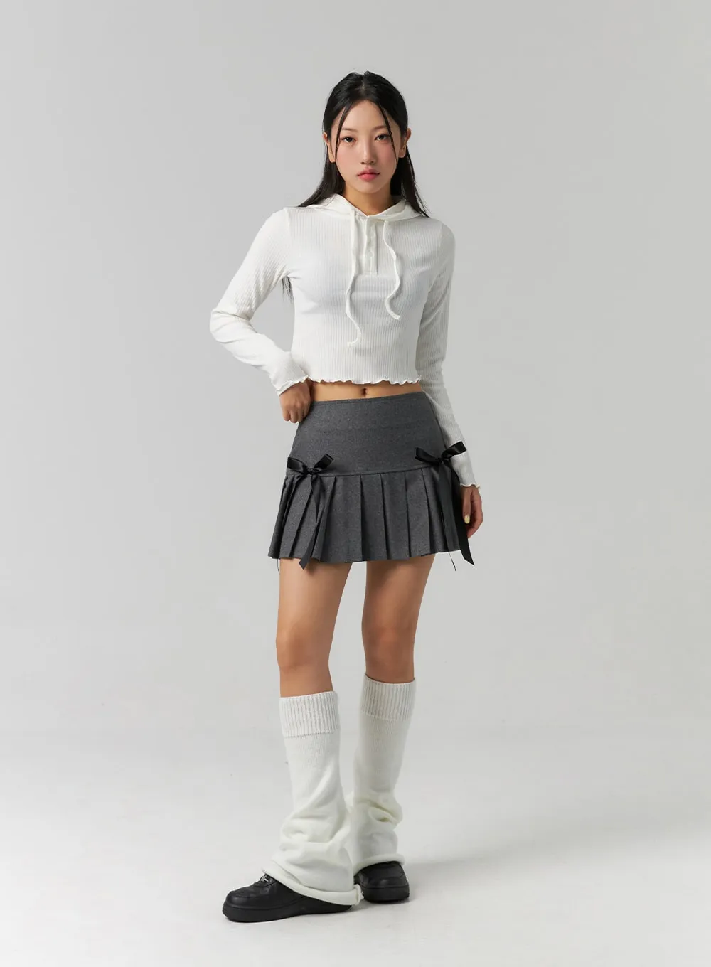 Ribbon Pleated Mini Skirt CS320