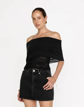 Riri Denim Mini Skirt (Vintage Black)