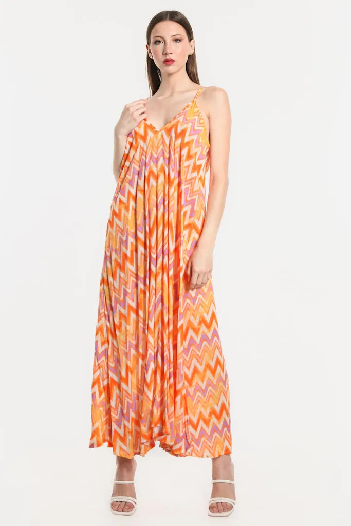 River Zigzag Viscose Slip Dress (DT111Z)