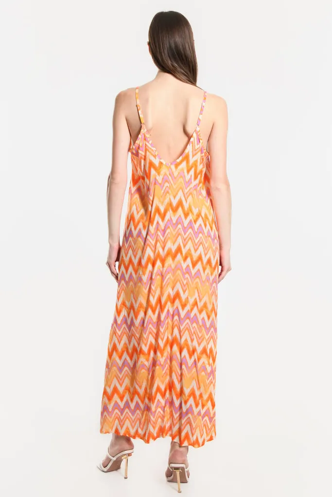 River Zigzag Viscose Slip Dress (DT111Z)