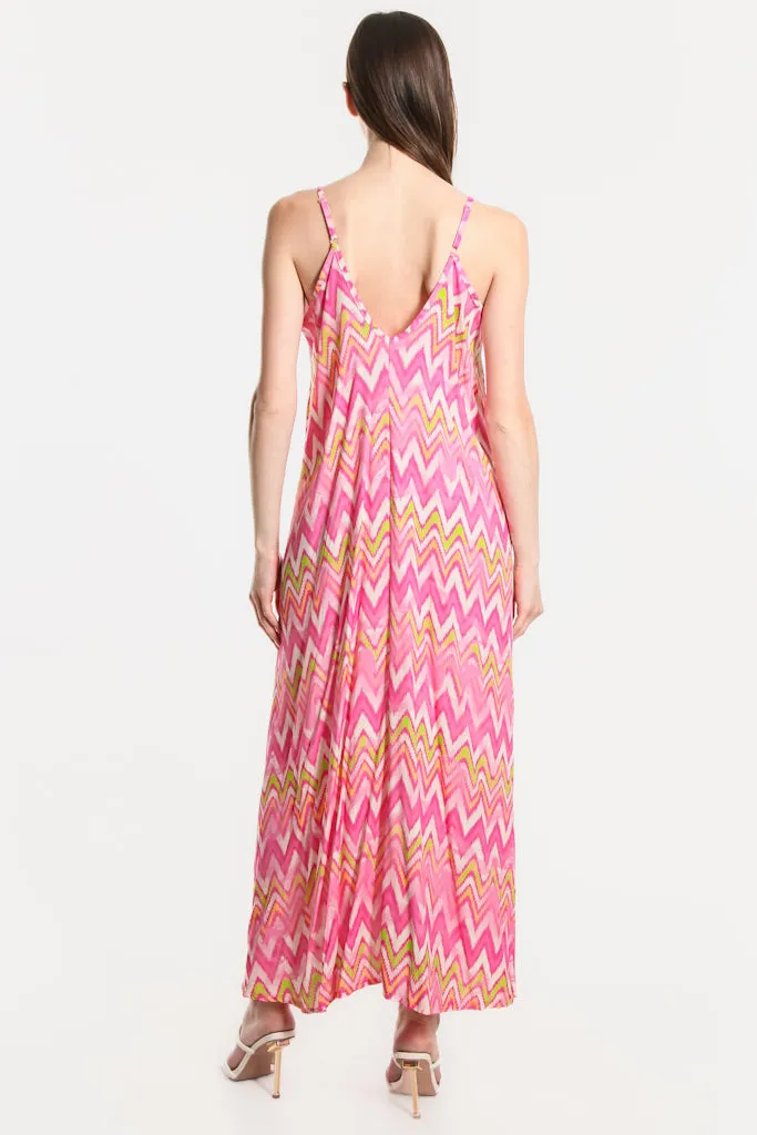 River Zigzag Viscose Slip Dress (DT111Z)