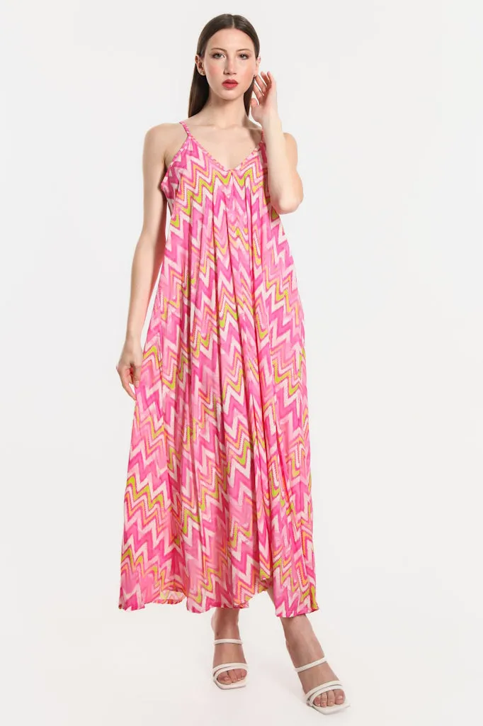 River Zigzag Viscose Slip Dress (DT111Z)