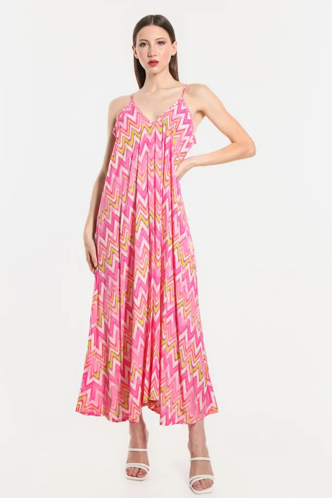 River Zigzag Viscose Slip Dress (DT111Z)