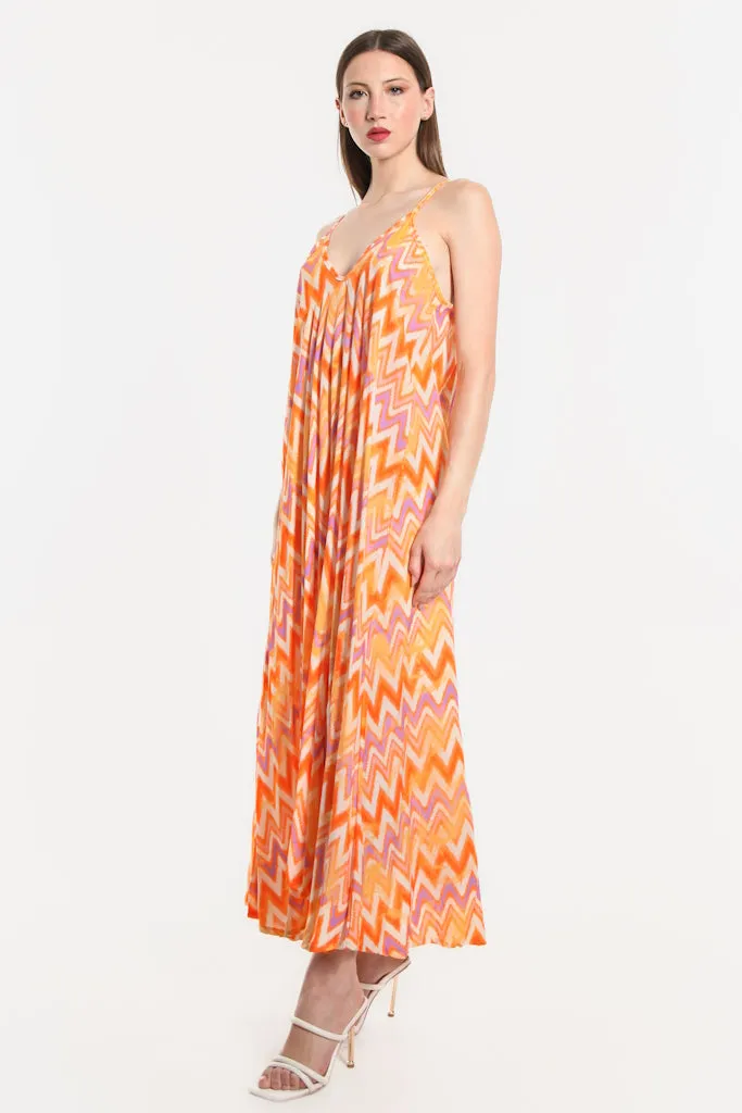 River Zigzag Viscose Slip Dress (DT111Z)