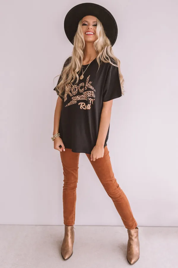 Rock N' Roll Leopard Shift Tee In Black