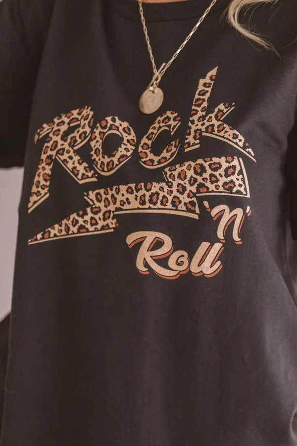 Rock N' Roll Leopard Shift Tee In Black