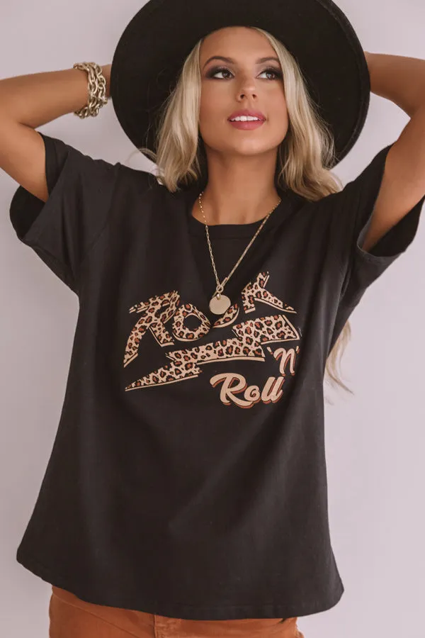 Rock N' Roll Leopard Shift Tee In Black