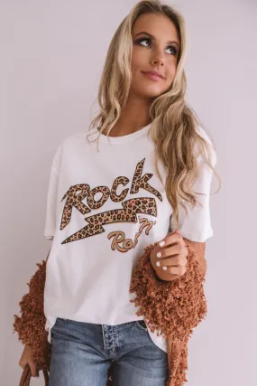 Rock N' Roll Leopard Shift Tee In White