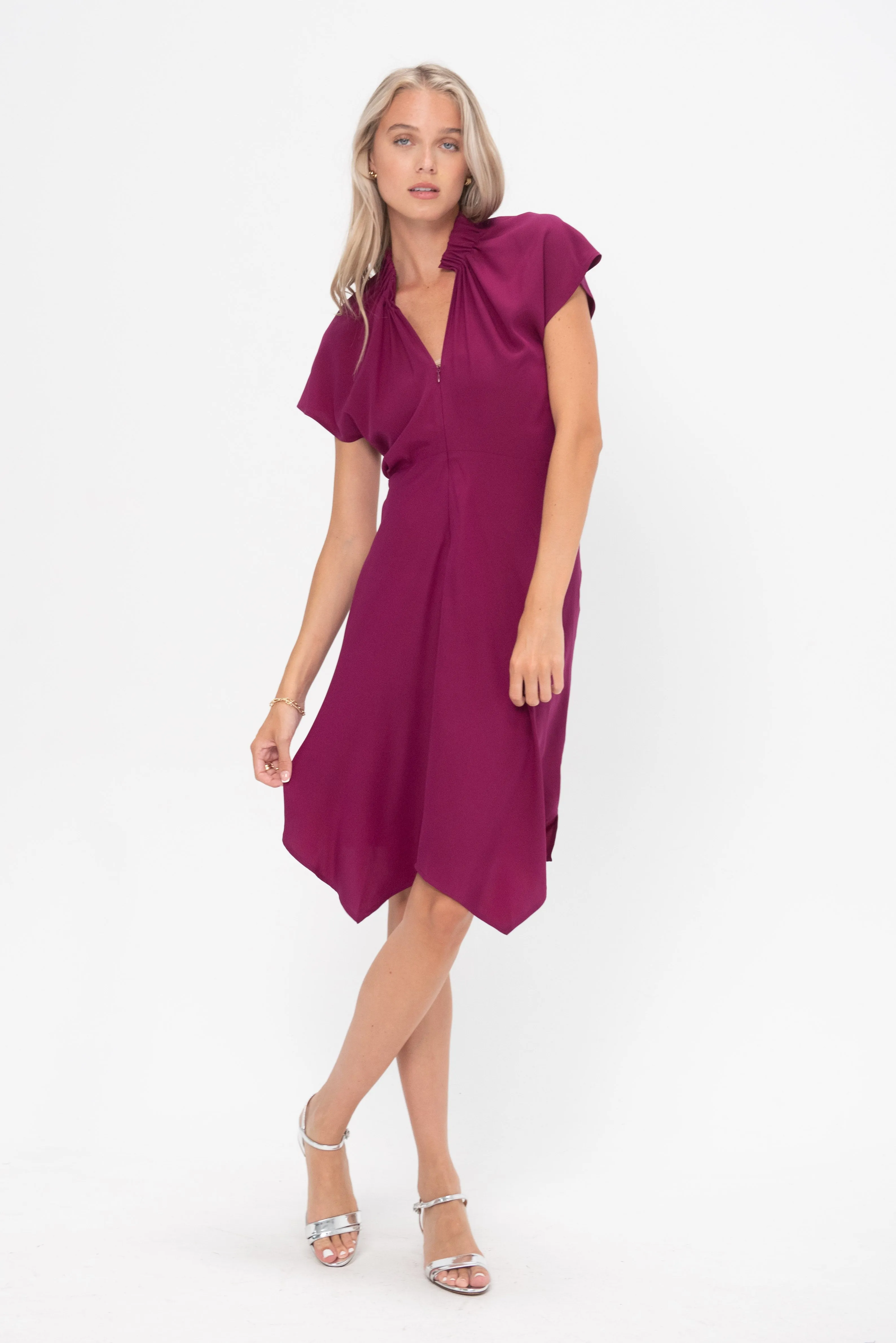 Ruched Stella Dress, Magenta