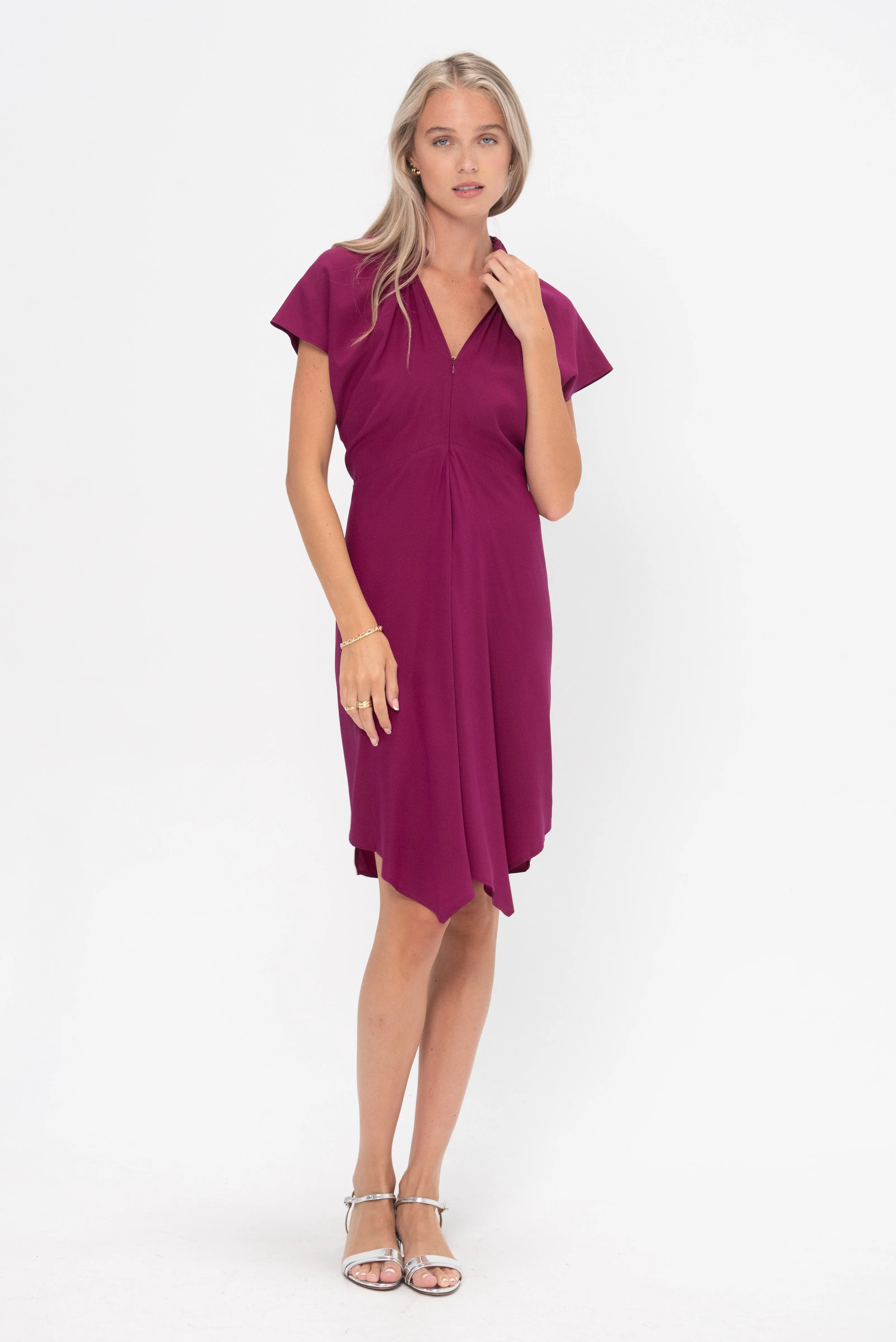 Ruched Stella Dress, Magenta