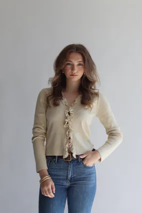 Ruffle Neckline Cardigan