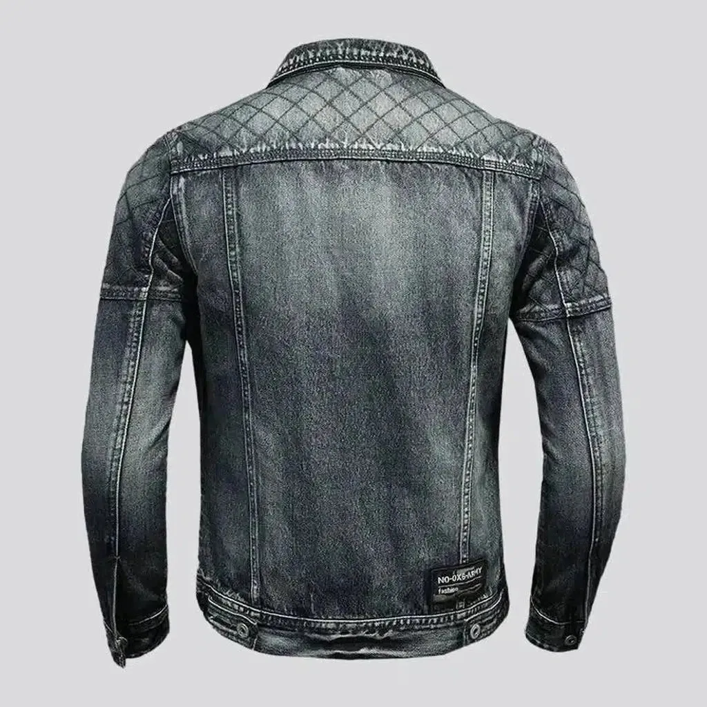 Sanded moto men's denim jacket