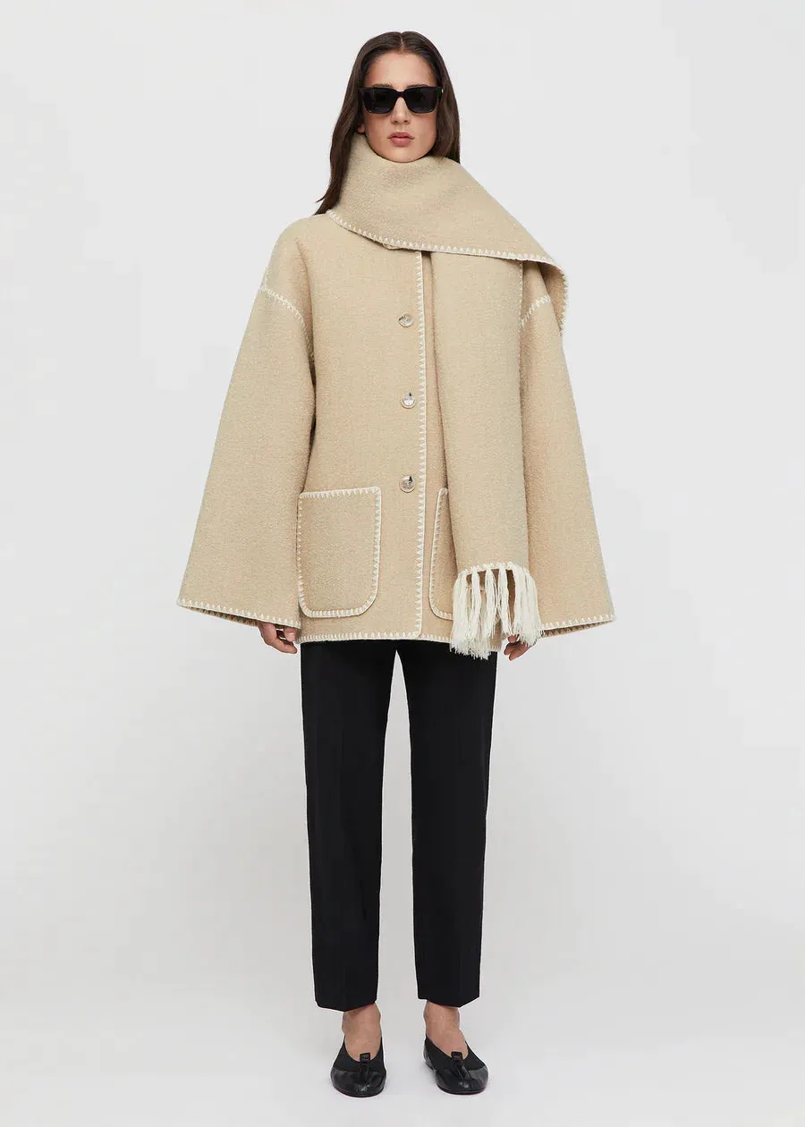 Scarf Coat - Beige