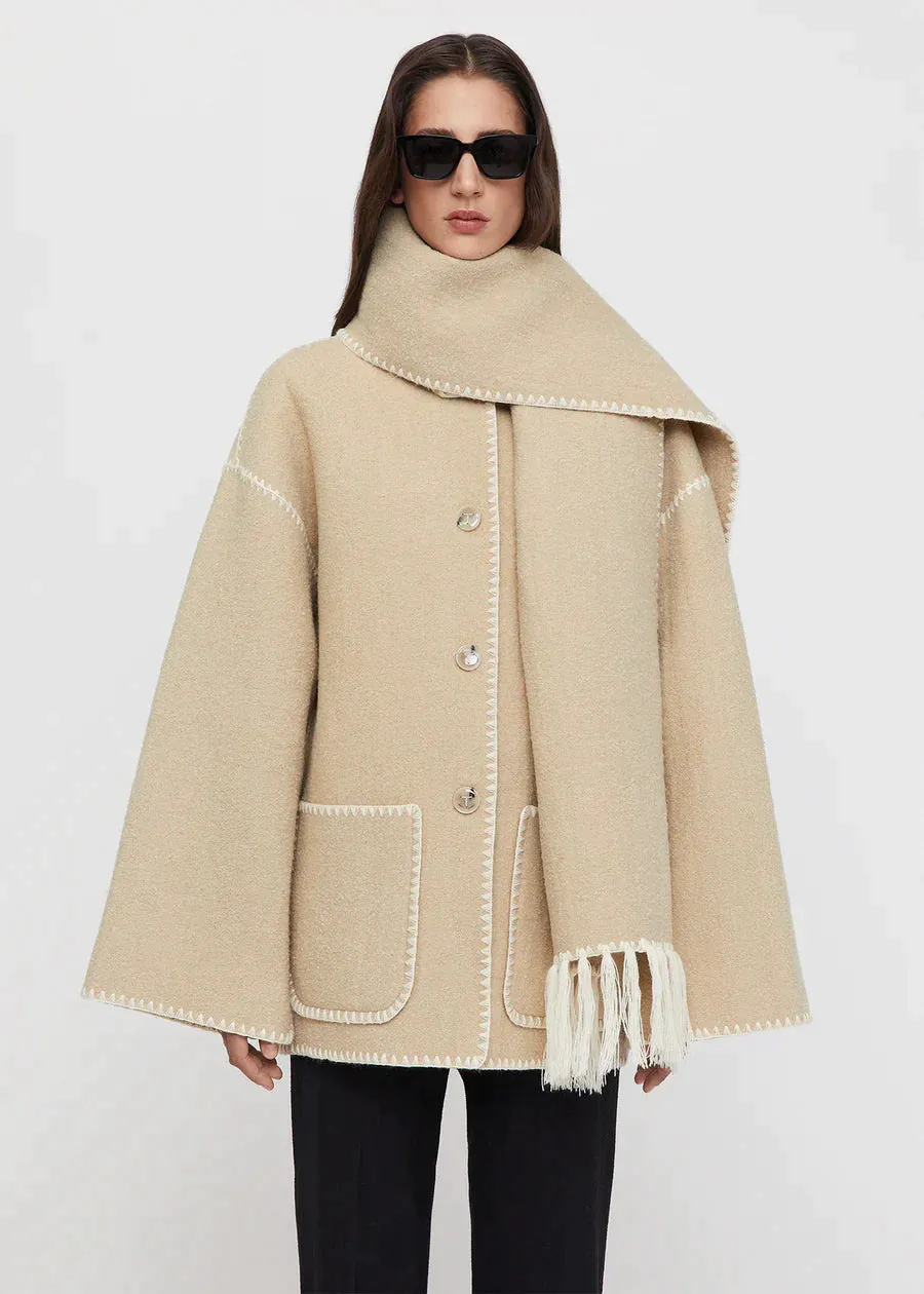 Scarf Coat - Beige