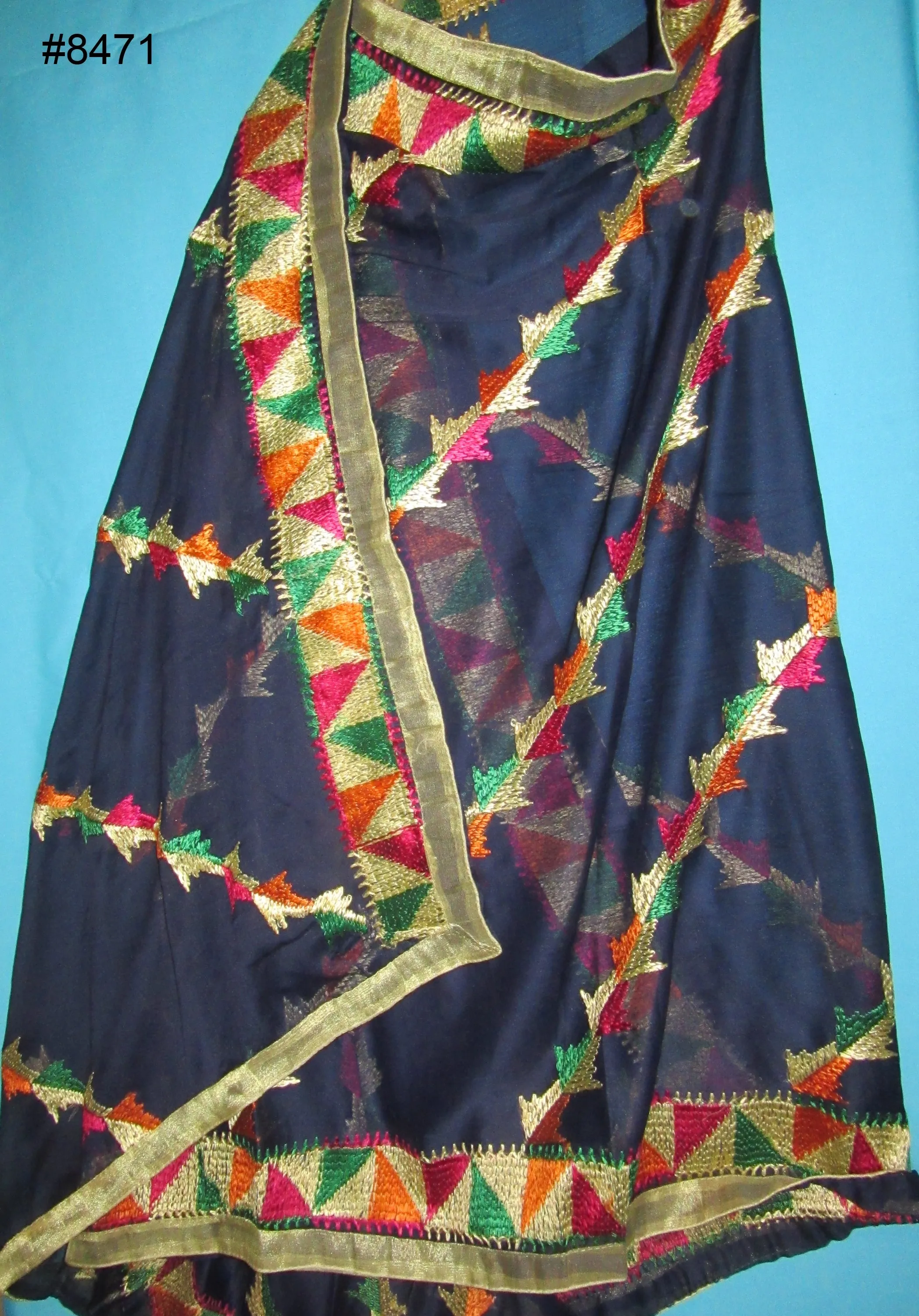 Scarff 8472 Solid Georgette Multi-Color Silk Detail  Dupatta Chunni Shawl