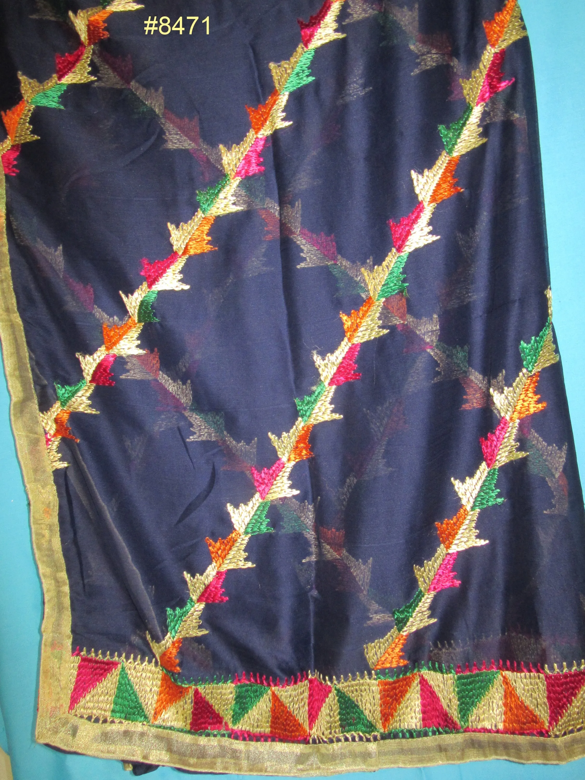 Scarff 8472 Solid Georgette Multi-Color Silk Detail  Dupatta Chunni Shawl